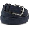 La Bottega del Calzolaio Cintura uomo in pelle scamosciata blu, artigianale, made in italy, 3,5 cm. (115 cm (46/48-48/50 EU))