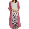 EGSDMNVSQ Vestito Estivo Donna Abito Sciolto Senza Maniche Retro Abiti Lunghi Camicetta Estivi Vestiti Stampato 2 Pezzi Tulle Cardigan+Midi Vestito