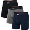 SAXX Underwear Co. Vibe Xtra - Boxer da uomo, confezione da 3 pezzi, con supporto integrato, Nero/Grigio Dk Hthr/Navy, X-Large