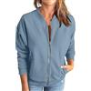 Generic Felpe da donna UK con cerniera completa - Giacca da donna alla moda a maniche lunghe con tasche, cardigan da donna tinta unita, felpe larghe e comode da donna senza cappuccio, taglie forti, giacche