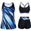 Hanna Nikole Tankini da donna, 3 pezzi, costume da bagno sportivo, costume da bagno push up, bikini a vita alta con tasche, costume da bagno regolabile, blocco di colore, Gradiente di colore blu., S