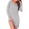 Jahetuul Camicia da Notte Donna Cotone a Maniche Lunghe con Bottoni