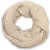 styleBREAKER Sciarpa ad anello unisex in maglia fine a motivo a coste,Beige