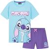 Disney Stitch Pigiama Corto Bambina, Pack da 1 o 2 Pigiami Estivi Ragazza Confortevole, Set con T-Shirt e Shorts, Idea Regalo (Blu/Viola - 1 Confezione, 13-14 Anni)