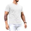Muscle Cmdr Uomo Slim Fit Scollo a V Camicie Casual Manica Corta Muscolo Henley T-Shirt Top Business Elegante Bianco M
