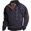 Berrynight Felpa da uomo casual retrò in cashmere con colletto alla coreana, elegante top vintage con bottoni a maniche lunghe, Viola, L