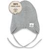 MIRARI Kids Caldo berretto da bambino a coste in 100% lana merino | berretto unisex con paraorecchie e lacci | morbido berretto di lana per bambini senza fodera | maglia a coste