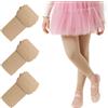 SGQTZDZQ Collant senza piedi per danza e balletto, leggings per ragazze, uniformi scolastiche, per bambini, 3 paia, nero e rosa, Beige, 3-5 Years
