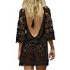 YIJOY Copricostume da Bagno Donna in Maglia Uncinetto Estate Abito da Spiaggia Bikini Cover up Camicetta Maglia Tunica Kaftan Top