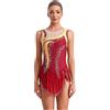 inhzoy Vestito da Pattinaggio Artistico Donna Strass Leotards Borgogna L