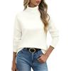 heekpek Maglione Collo Alto Donna Elegante Invernale Maglia Manica Lunga Caldo Maglione Oversize Dolcevita Maglioni Invernali Pullover Sweater Donna, Bianco, XL