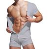 Muscle Alive Uomo Tuta Intera da Maniche Corte Uomo in Tutina Henley in Cotone Elasticizzato Super Confortevole Grigio XL