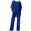 Generic Pantaloni Vestito Casual Donne Abiti Tinta unita Allentato Tempo Libero Irregolare Set Adies Casual Suit Moda Estate Europeo E Americano Manica Corta Due Pezzi Vestito, Blu, XL