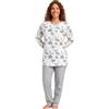 Leedya Pigiama Donna Invernale 100% Cotone - Completo Lungo Manica Lunga con Bottoni o Polsini - Modelli Vari a Fiori - Morbido e Confortevole per la Notte (915P Foglie-Fi Grigio, S)