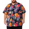 King Kameha Camicia Hawaiana Uomo Maniche Corte - Camicia Uomo Estiva con Stampa Ananas, Camicie Hawaiane da Spiaggia Leggera e Facile da Lavare - Pineapple, Nero/Grigio, 7XL
