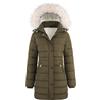 Yuson Girl Cappotto Donna Invernale Lungo Giubbotto Elegante Invernali Cappuccio Forti Antivento Piumino Giubbotti Imbottito Calda Parka Coat Pesante Vento Giacca con Zip Tasche(Verde militare, L)