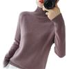 Generisch Maglione a collo alto da donna, 100% lana, autunno/inverno, casual, a maniche lunghe, senza cuciture, lavorato a maglia, tinta unita, con colletto alto, Lilla, XXL