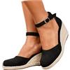 MODSGUE Sandali da donna con zeppa alta e plateau, con plateau, tacco aperto, leggeri, da spiaggia, espadrillas, con zeppa chiusa, BK1, 47