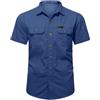 PODOLIXIA Camicia da uomo a maniche corte in cotone, per il tempo libero da uomo, con risvolto in tinta unita, con 2 tasche sul petto, maglietta estiva casual da uomo, camicia cargo con bottoni, Blu scuro, XL