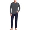 Mymyguoe Pigiama lungo da uomo, con scollo rotondo, a maniche lunghe, con 2 pezzi, per la casa, motivo raglan a contrasto, due pezzi, pigiama bicolore