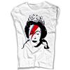 3stylercollection T-Shirt Donna Bianca Elisabeth Queen - Fulmine Thunder Make-up - Regina Elisabetta - Rebel Rebel