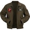 Aksah Fashion Uomo USAF Top MA1 2 Marrone Cotone Aviatore Cappotto Maverick Tom Cruise Air Force Giacca Costume, Marrone, M