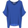 Van Der Rich ® - Camicetta Ampia di Chiffon Scollo a V Foderato all'Interno - Dnna (Blu Royal, XL-XXL)