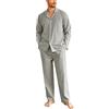 Ekouaer Pigiama da Uomo Invernale in Cotone Pigiami Due Pezzi Manica Lunga Pantaloni Pigiama da Notte Camicia Caldo， S-XXL