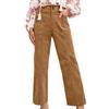 Generic Pantaloni da donna in velluto a coste vintage a vita alta doppi bottoni gamba dritta pantaloni invernali alla moda smart casual pantaloni corti ufficio lavoro velluto a coste pantaloni da salotto con