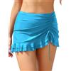 SHEKINI Donna Gonna da Nuoto Elegante Slim Gonna da Bagno Ruched Sportivo Costumi da Bagno Donna Costruito nel Bikini Pantaloni Gonna Corta Vestito da Spiaggia(Large, Blu Cielo)