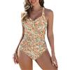 Nadeer Costume da Bagno Intero Donna Scollo a V Costumi Interi Mare Push Up Monokini Controllo della Pancia Spiaggia Beachwear Swimwear con Blocco Colore(Fiore Giallo,S)