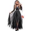 Fun Shack Costume Sposa Cadavere Donna, Costume Horror Halloween Donna | Abito da Sposa Nero, Collarino con Gioielli & Velo Floreale, Perfetto per Halloween, Ideale per Travestirsi
