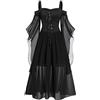 HAOLEI Costume Medievale Donna Con Spalline Vestito Medievale Donna retrò Curvy Lungo Abito Carnevale Gotico Vestito da Sera in Pizzo Abito Cerimonia Vestiti Costume Rinascimentale Principessa Cosplay