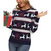 Enjyam Maglione Donna Natalizio Pullover Collo Rotondo Capo Invernale-Blu Marino/S