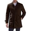 Generisch Cappotto invernale da uomo, in lana, invernale, corto, di media lunghezza, con colletto alto e risvolto, giacca invernale per lavoro, tempo libero, colletto tacca trench, marrone, XXL
