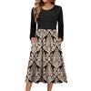Zeagoo Abito da donna a maniche lunghe, lavorato a maglia, scollo rotondo, abito autunnale, linea ad A, abito casual con tasche