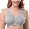 Ayigedu UK Reggiseno da Donna Taglie Forti Copertura Completa Senza Ferretto Non Imbottito Minimizer in Cotone, Grigio, 42