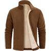 UMIPUBO Giacca Uomo Invernale Giacche in Pile Caldo Jacket con Zip Manica Lunga Termica Fleece Cappotto Giubbino con Tasche Casual Sportivo Felpa Hoodie Sweatshirt (Cachi, M)