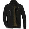 ZDJSWJ Giacca cargo da uomo multi-tasche Cappotto da bombardiere militare a collo alto Giacca antivento leggera in cotone