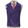 AeoTeokey - Gilet da uomo in pelle scamosciata, doppiopetto, classico cowboy, in finta pelle, con revers grande, Viola, L