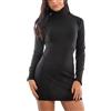 Toocool Maglione Donna Miniabito Vestito Tricot Collo Alto Aderente Basic Invernale Y966A [Nero,L/XL]