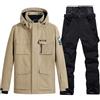 HOUZONIY Giacca da sci da Uomo e pantaloni Set, tuta da neve isolata antivento, cappotto da neve invernale caldo per snowboard