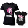 Babloo Coppia di T Shirt Donna Bambino Festa della Mamma Mommy Shark And Baby Shark Nere Femminuccia Donna S - Bodino 9 Mesi