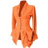 Masrin Elegante camicia da donna smoking vintage steampunk gotico rinascimentale per feste, stile medievale, con finiture in pizzo, tunica irregolare con scollo a V e maniche lunghe, Colore: arancione