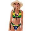 CHIFIGNO Bikini da donna bandiera del Brasile Set due pezzi costumi da bagno sexy costume da bagno da spiaggia, Multicolore, L