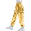 Rolanko Ragazze Pantaloni Cargo Metallizzati, Hip Hop da Ballo Streetwear con Vita Elastica per Bambini