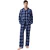 kolipajam Pigiama da uomo in flanella di cotone 100% cotone tinto in filo con fondo accogliente con tasche coulisse in vita pigiama invernale per uomo, Blu 2571, M