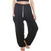 Lofbaz Donna Coulisse Harem Solido Boemo Hippie Raion Pantaloni Nero 2XL