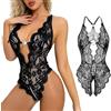 Generic Body da donna in pizzo, lingerie sexy, un pezzo, biancheria intima con scollo a V profondo, sottoveste, aderente, aderente, in rete, elasticizzata, body da notte con schiena scoperta, per San