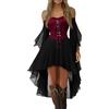 Generico Vestiti Halloween Donna Vestito Halloween Adulto Donna Plus Size Vintage Lungo Abito Autunnale Lunghi Dress Witch Medievale Gotica Kleidung 2#Vino L